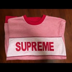 Authentic Supreme Tonal Stripe Logo Crewneck